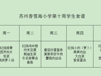 苏州香雪海小学第十周学生食谱